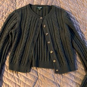 Cropped green cardigan